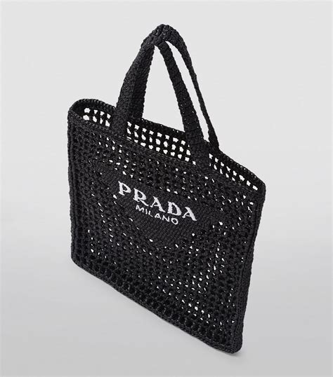 large prada raffia tote|black raffia tote bag.